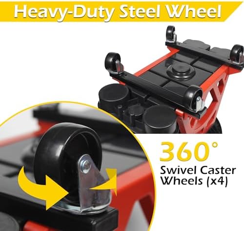 MaxWorks 50957 Ergonomic Seat Mechanic Stool Chair 22.9" L x 13.9" W x 17" H, with 4pcs 2.5" Swivel Casters, with Tool Tray for Workshop, Garage, Auto Repair - 300 Lbs Capacity - Image 5