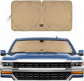 Windshield Sun Shade for Chevrolet Silverado 1500 2014-2018, Foldable Truck Sunshade, UV Heat Blocker, Front Window Sun Shield, Interior Protection, Keeps Cab Cool, Heavy Duty Truck Accessory - Beige