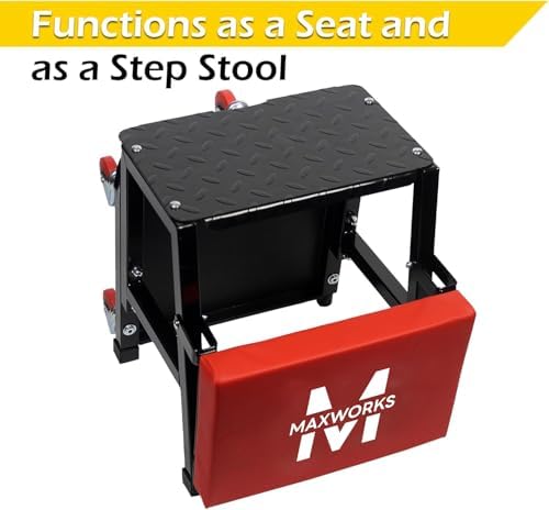 MaxWorks 50880 Garage Creeper Seat and Stool Combo, Workshop Seat with 300 Lbs Capacity, Mechanics Stool with Wheels - Image 7