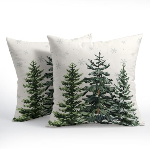 Winter Christmas Tree Pillow Covers 24x24 Set of 2 Highly Absorbent - Image 2