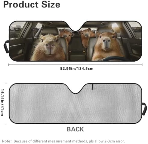 Renewold Funny Capybara Driving Car Windshield Sun Shade for Jeep Wrangler Foldable Block UV Sunlight Heat Sun Visor Interior Accessories Auto Sunshade for Jeep Gladiator JT Keep Vehicle Cool Shield