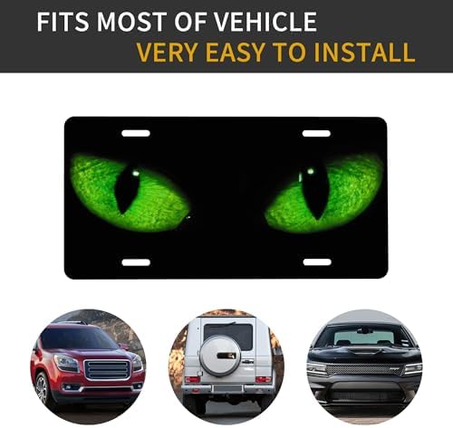 Front License Plate Green Cat Eye Vanity Plates Aluminum Cool