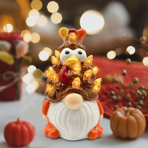 Hexagram Thanksgiving Decorations, Thanksgiving Ceramic Tree Gnomes Decor - Image 6