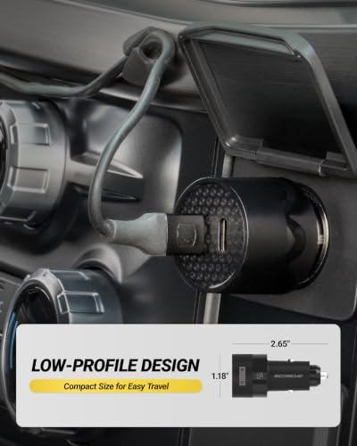 Scosche 60W USB-C Car Charger, 30W + 30W Dual Power Delivery Fast Charging, USB-C Car Charger Adapter for Charging Multiple Devices, Compatible with iPhone Air, iPhone 17/16/15, Galaxy S26/S25