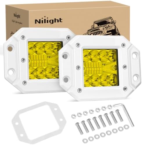 Nilight Flush Mount LED Light Pods 2PCS 42W Spot Flood Combo Beam Yellow