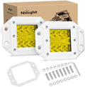Nilight Flush Mount LED Light Pods 2PCS 42W Spot Flood Combo Beam Yellow