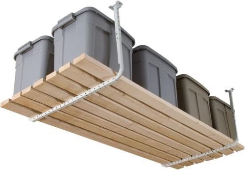 HyLoft 33 in. x 34 in. Adjustable Garage Ceiling Mount Storage Rack Kit, Garage Overhead Storage Bracket, 80842-10, White by Hyloft