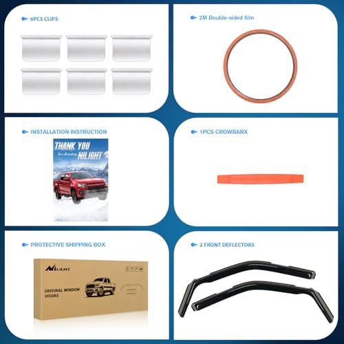 Nilight in-Channel Rain Guards for Ford F150 Reg/Super Cab 2021-2026 2PCS