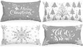 Lanpn White and Grey Christmas Lumbar Throw Pillow Covers 12x20 Set of 4, Decorative Long Gray Winter Snowflake Xmas Cushion Covers Pillow Cases for Home Bedroom Room Holiday Couch Decor Decorations by Lanpn