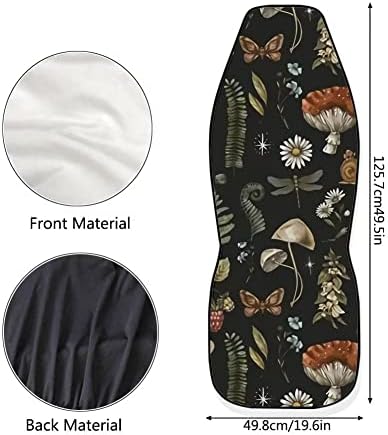 Mushroom Car Seat Covers,2 Pcs,Daisy Dragonfly Butterflies Mushroom Auto Seat Cover Pad for Front,Universal Elastic Vehicle Seats Cushion Automotive Interior Protection Accessories for Women