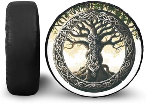 Tree of Life Spare Tire Cover, Wheel Protectors Tyre Covers Weatherproof Wheel Covers Universal for Trailer RV SUV Truck Travel Trailers Camper, Accessories 16" Fits Tire Diameter 29.6"-31.5"