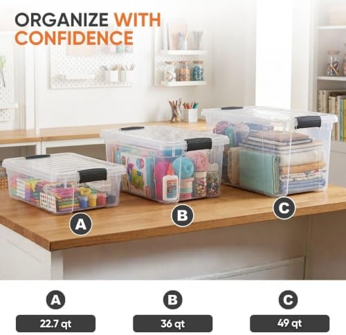 Superio 49 Quart Clear Plastic Storage Boxes with Lids, Stackable Organizer Containers, BPA-Free Storage Bins for Home, Office, School & Dorm, 18 Pack - Image 5