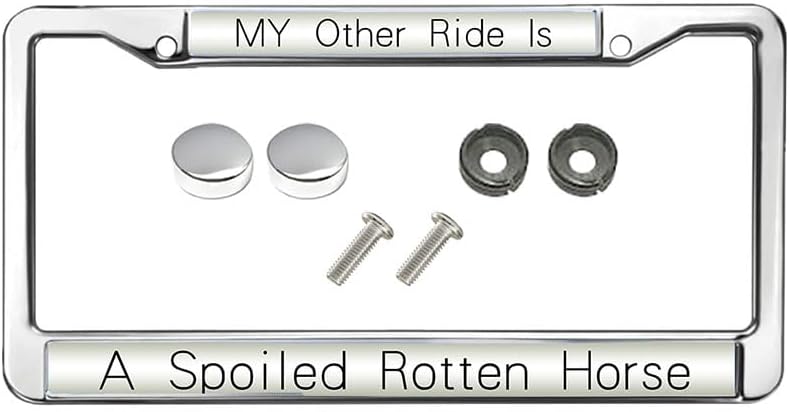 My Other Ride is a Spoiled Rotten Horse Personalized Gift Licence Plate Frame Jesus Bible Horse Quotes Metal License Plate Frame Chrome Bible Car Accessories License Plate Frame
