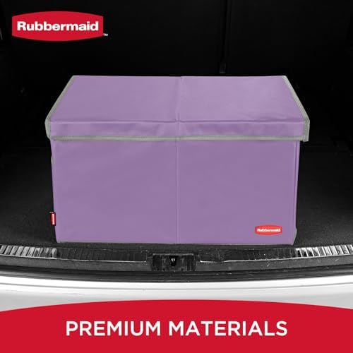 Rubbermaid Car Organizer, Collapsible Trunk Organizer, Multi-Compartment Car Storage Organization for Car Accessories, 2 Compartments With Cover, 21.65"*14.17"*12.2" - Purple