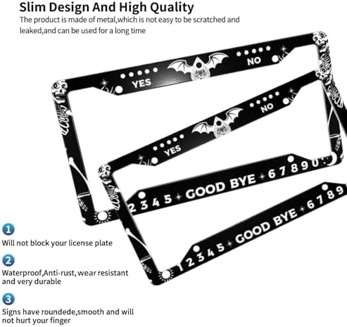 Skull Gothic License Plate Frame 2 Pack License Plate Holder Universal Aluminum License Plate Cover Car Accessories for Men Women