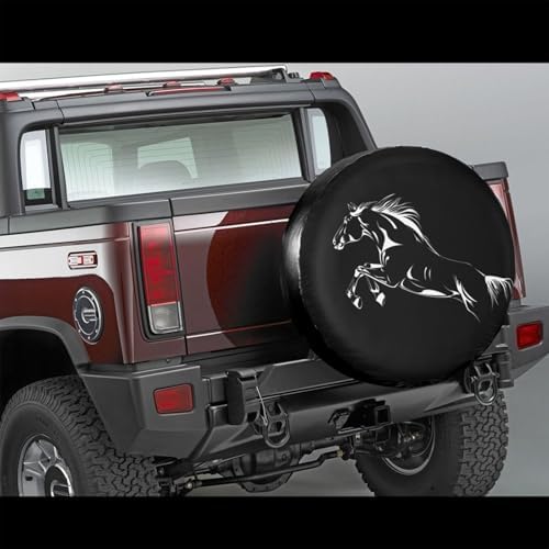 Horse Spare Tire Cover Black Wheel Tire Covers Waterproof Weatherproof Wheel Tire Protector UV Sun Protection Tyre Covers Universal Fit for Travel Truck Trailer RV SUV Car Camping Vehicle 14 Inch