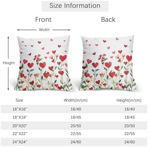 Valentines Day Pillow Covers 18x18 Set of 2 Green Red Heart Throw Pillow Covers Love Pillowcase Linen Decoration Farmhouse Holiday Cozy Soft Cushion Case Couch for Indoor Outdoor Home Decor - Image 4