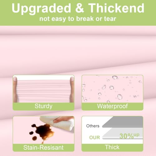QIKSION 3 Pack Pink Plastic Tablecloth, Light Pink Table Cloth Disposable - Image 3