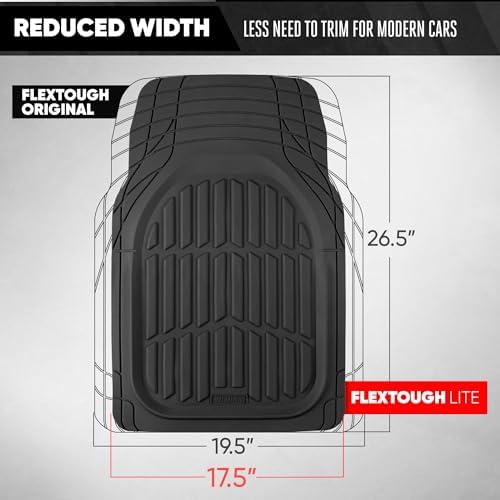 Motor Trend FlexTough LITE Rubber Car Mats Full Set - All Weather Floor Mats for Cars & SUVs - Automotive Waterproof Black Car Floor Mats for Cars Interior Accessories Universal Trim-to-Fit
