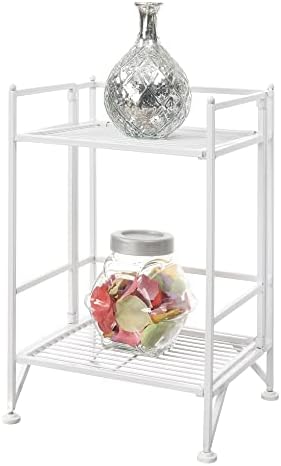 Convenience Concepts Xtra Storage Shelves - 2 Tier Folding Metal Organizer Shelf for Office, Closet, Laundry Room, Garage, Kitchen, Bathroom, & Bedroom, No Tools Assembly, White - Image 4