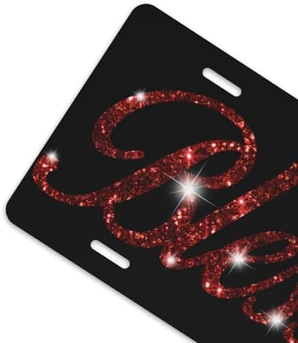 Blessed Red Glitter Front License Plate 6" * 12" for Women