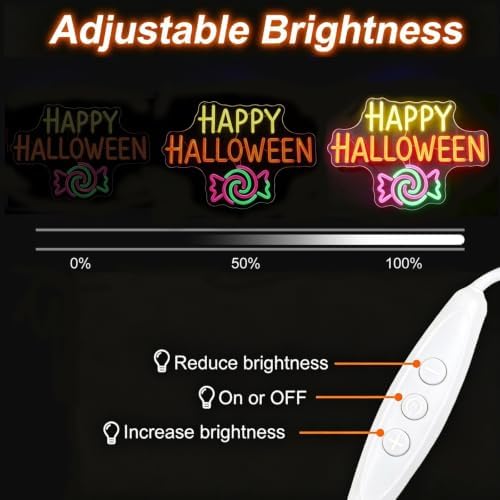 Happy Halloween Neon Sign, Candy Halloween LED Light, 16.5"x11.4" - Image 2