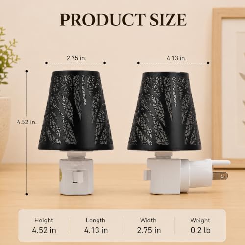2 Pack Tree Pattern Plug in Night Lights, 2700K Warm White, Metal Shade - Image 5