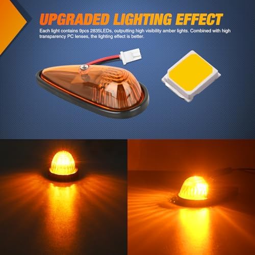 Nilight Cab Roof Marker Light 5 PCS Amber Teardrop Top Clearance Lights