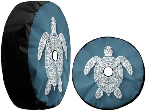 Delerain Spare Tire Cover with Backup Camera Hole Blue Turtle Wheel Covers Sun Protection Waterproof for Jeep Truck RV Trailer SUV and Many Vehicle (14 Inch for Diameter 23"-27") - Image 3