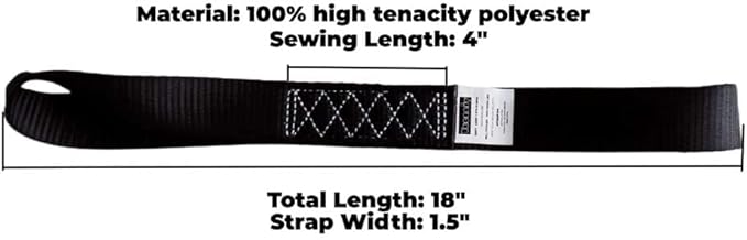 Soft Loop Tie Down Straps Black Breaking Strength 10, 000 LBS Heavy Duty 1.5 - Image 3