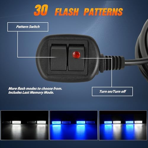 Nilight 40LED Blue White Emergency Strobe Traffic Advisor Light Bar with Suction Cups Dash Safety Warning Hazard Flashing Lights Interior Front/Rear Windshield for Trucks Construction Vehicles