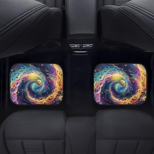 Galaxy Print Car Rubber Floor Mats 4 Piece Automotive Floor Mats Front Car Foot Pads Cars Carpet Mat Protector Non-Slip Rubber Backing Universal Fit Most Auto Van SUV Vehicle