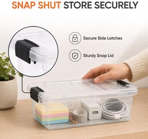 Superio 1.27 Quart Clear Plastic Storage Containers with Lids, Stackable Organizer Bins, BPA-Free Storage Boxes for Home, Office, Dorm & Classroom, 5 Pack - Image 6