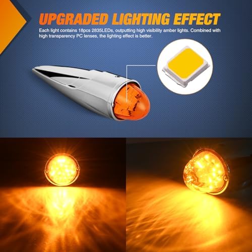Nilight Cab Roof Marker Light 5 PCS 18 LED Amber Torpedo Top Clearance Lamp