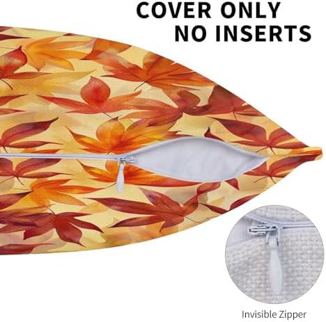 KiuLoam Fall Burnt Orange Maple Leaf Pillow Covers 16x16 Set of 2, Autumn Leaves Print Decorative Throw Pillow Cases, Farmhouse Style Outdoor Cushion Covers for Sofa Couch Living Room Bed - Image 6