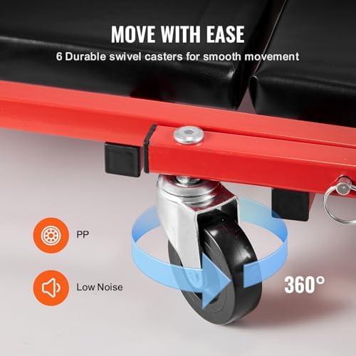 VEVOR Foldable Z Garage Creeper, 36 in, 300 lbs Load Capacity Rolling Folding Mechanic Creeper Stool, with 6 Wheels Tool Tray Padded Seat Steel Frame, Lay Down or Sit Chair for Garage Shop or Home - Image 5