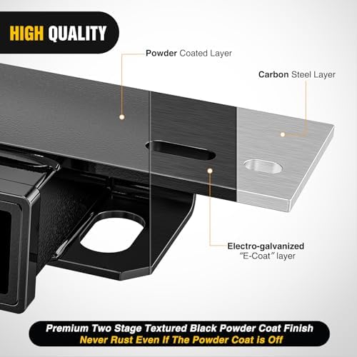 Nilight Step Hitch Bumper Mount 2 Inch Receiver Bolt-On Bike Hitch Receiver Tube Trailer Truck RV Cargo Receiver Hitch 5000 Lbs Powder Coated