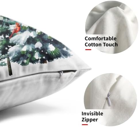 Sweetshow Green Pine Tree Forest Pillow Covers Set of 2 Cotton 20x12 Inches - Image 3