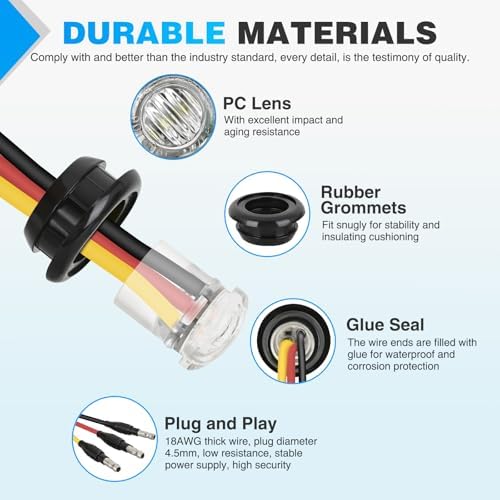 Nilight 3/4 Inch Dual Color Marker Light Amber Turn Red Clearance Lights