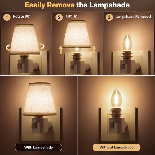 Plug in Night Light with Linen Fabric Shade, 27LM Warm White, Manual On/Off - Image 4