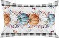 Pillow Covers 20x30 Inch - Queen Fall Blue Orange and White Pumpkin Black Plaid Soft Brushed Microfiber Pillowcases with Hidden Zipper Closure Bed Pillow Shams for Bedroom Sofa Car by T%26H+XHome