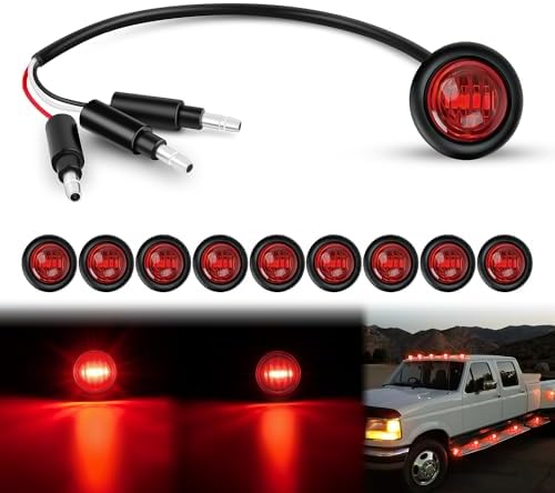 Nilight 3/4" Round Marker Light 10PCS Red LED 3 Connectors Brake Lights