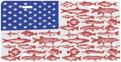 American Flag Fishing Front License Plate 6" * 12" for Women