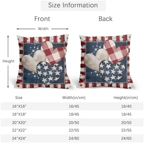 4th of July Pillow Covers 20x20 Set of 2, Patriotic Throw Pillow Covers Independence Memorial Day Pillowcase, Summer Stripes Decorative Fourth of July Cushion Case Couch for Indoor Outdoor Home Decor - Image 4
