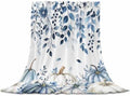 DecorLovee Blue Fall Blanket 50"x60", Reversible Thanksgiving Pumpkins Throw Blanket for Couch/Bed/Camping, Weeping Botanical Lightweight Soft Throw Blankets for Women, Warm Fuzzy Blankets for Winter by DecorLovee