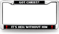 Without Christ is Hell License Plate Frame Anti-Theft Cross Christ Faith Rattle-Proof License Plate Frame God is Faithful Chrome License Plate Frame with Mounting Gift Kit