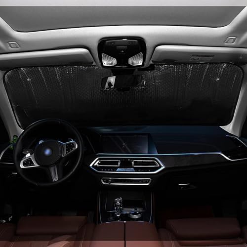 White Car Windshield Sun Shade Foldable UV Ray Sun Visor Protector Sunshade to Keep Your Vehicle Cool (55" x 27.6")