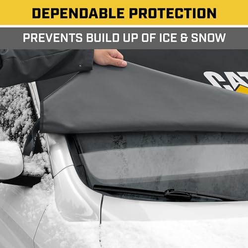 Cat® Windshield Snow Cover, Toughest Car Frost Protector for Ice & Sleet, Weatherproof for Winter, Includes Anti-Theft Straps, Freeze Protector for Auto Car Truck Van SUV, Wide Size 78"x45" inch,Black
