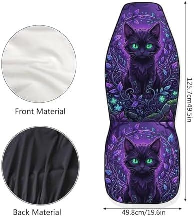 Talayituse Cat Floral Leaf Print Car Seat Cover for Front Seats, Stretchy Soft Vehicles Seat Cover Universal Fit High Back Car Interior Accessories for SUV Van Sedan