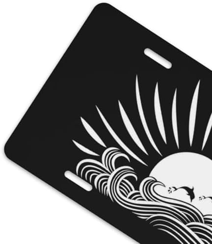 Under Sun Dolphins Leap Above Waves Aluminum License Plate